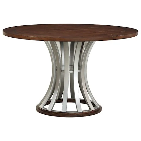 Industrial Round Gathering Table with Metal Base